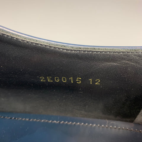 PRADA Size 13 Blue Perforated Leather Wingtip Lace Up Shoes