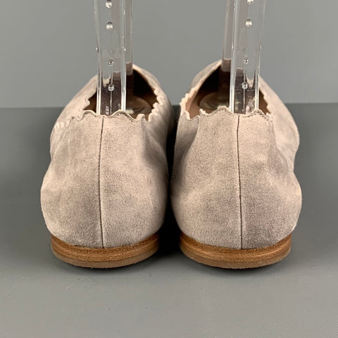 CHLOE Taille 8,5 Ballerines unies en daim gris
