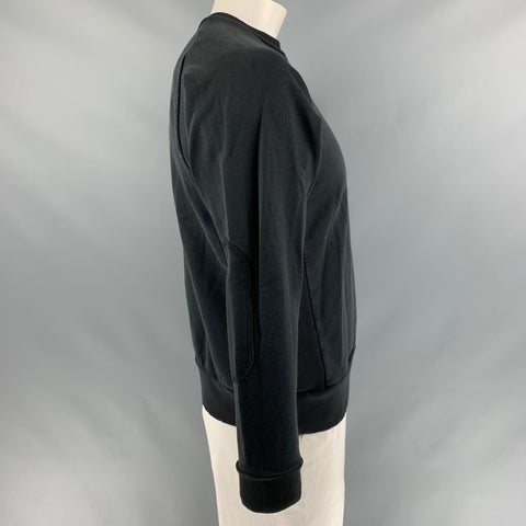 Y-3 Size L Black Solid Cotton Crew-Neck Sweatshirt
