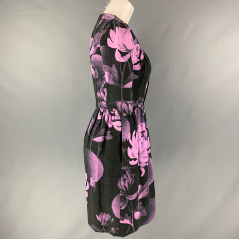 JONATHAN SAUNDERS Talla 2 Vestido floral de viscosa y algodón negro y morado