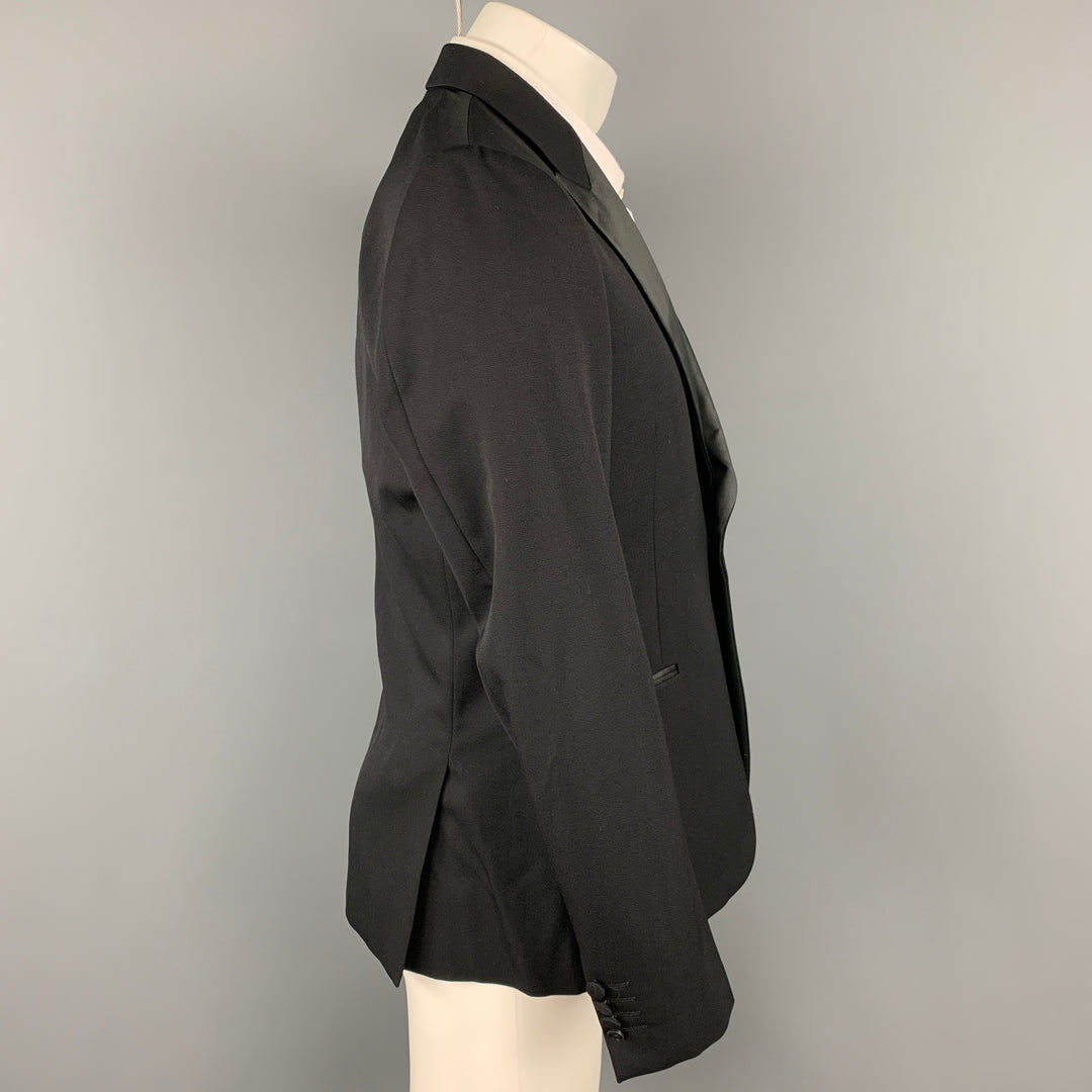 PAUL SMITH Soho Taille 40 Manteau de sport à revers en laine noire régulière