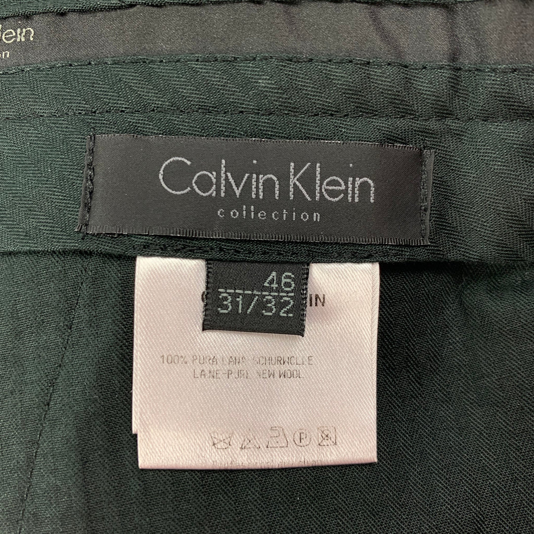CALVIN KLEIN Talla 32 Pantalón de vestir de lana morado con bragueta y cremallera