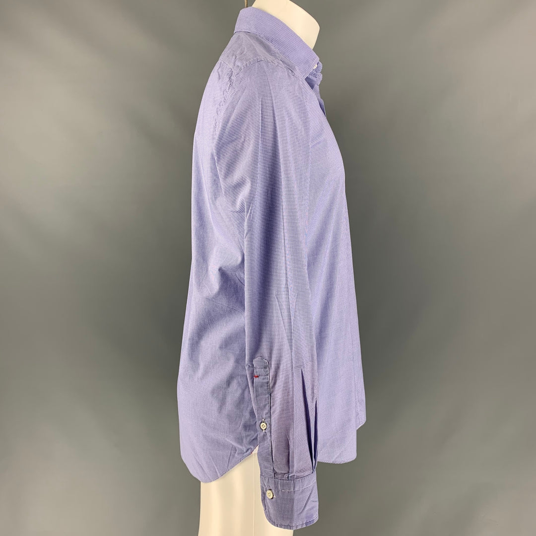 TINCATI Size M Blue Checkered Cotton Button Down Long Sleeve Shirt