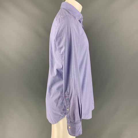 TINCATI Camisa de manga larga con botones de algodón a cuadros azul talla M