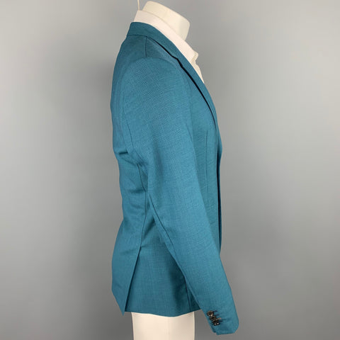 PAUL SMITH Kensington Fit Size 38 Regular Teal Houndstooth Wool Notch Lapel Suit