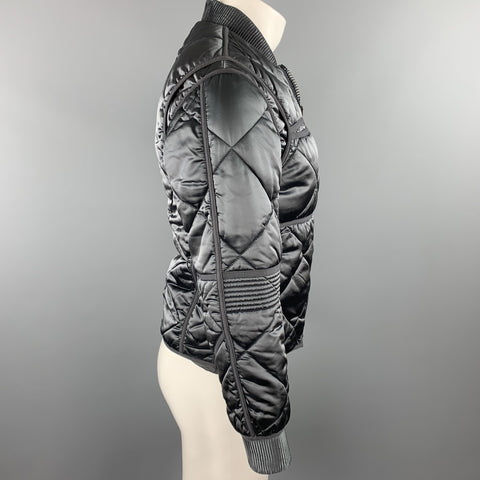 CALVIN KLEIN COLLECTION Size 38 Slate Quilted Polyamide Blend Jacket