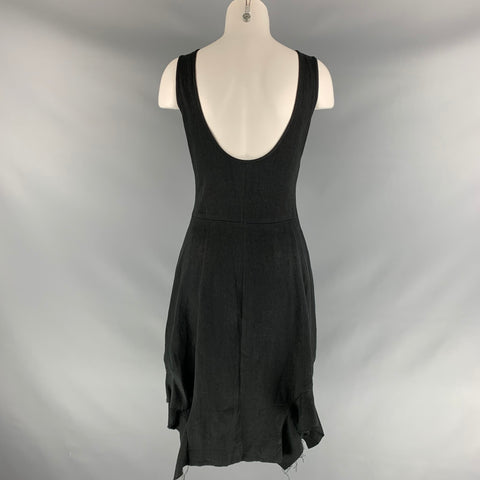 YOHJI YAMAMOTO Size S Black Linen Solid Dress