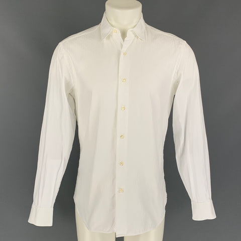 SALVATORE FERRAGAMO Size M White Cotton Button Up Long Sleeve Shirt