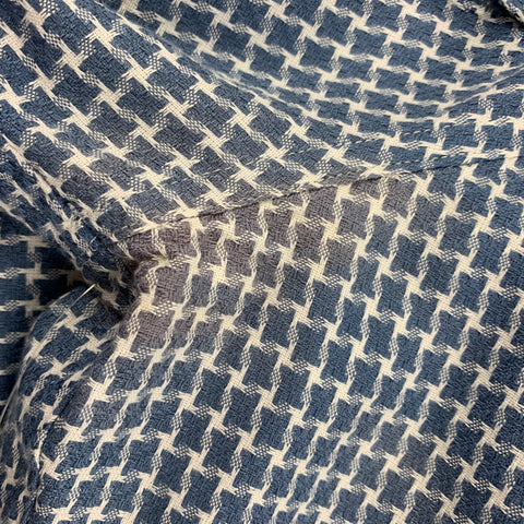 DOLCE & GABBANA Size S Blue White Textured Button Up Long Sleeve Shirt