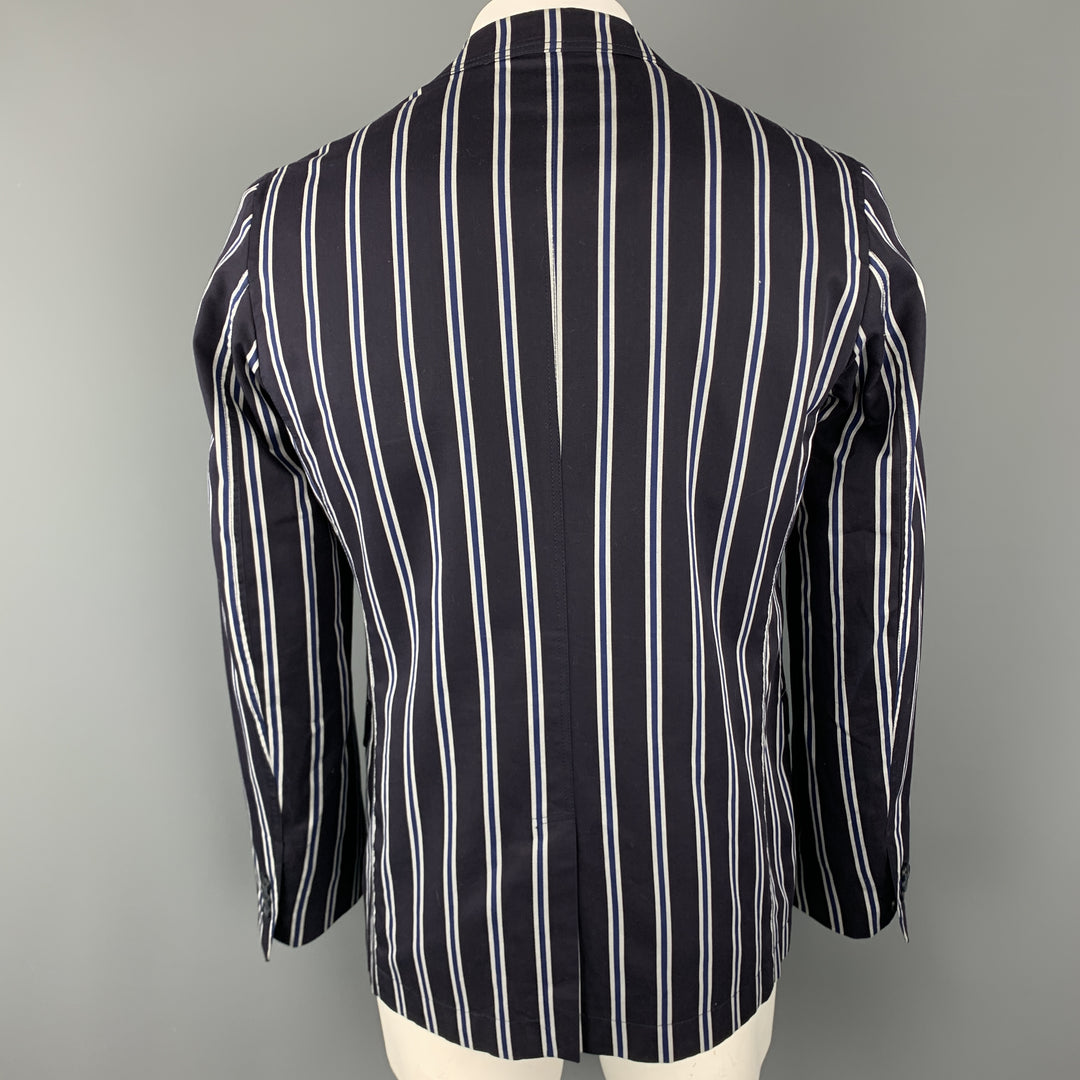 D&G by DOLCE & GABBANA Size 42 Navy Stripe Cotton Notch Lapel Sport Coat