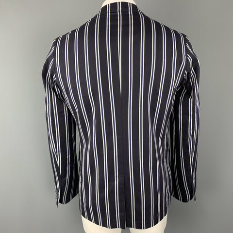 D&G by DOLCE & GABBANA Size 42 Navy Stripe Cotton Notch Lapel Sport Coat