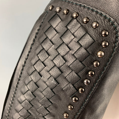RALPH LAUREN Size 8 Black Studded Leather Zip Up Jacket