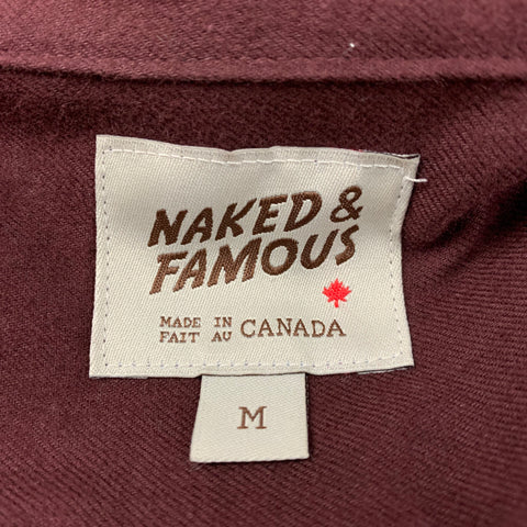 NAKED AND FAMOUS Size M Burgundy Cotton Long Sleeve Shirt