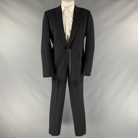 DIRK BIKKEMBERGS  Size 40 Black Solid Wool  Elastane Notch Lapel Suit