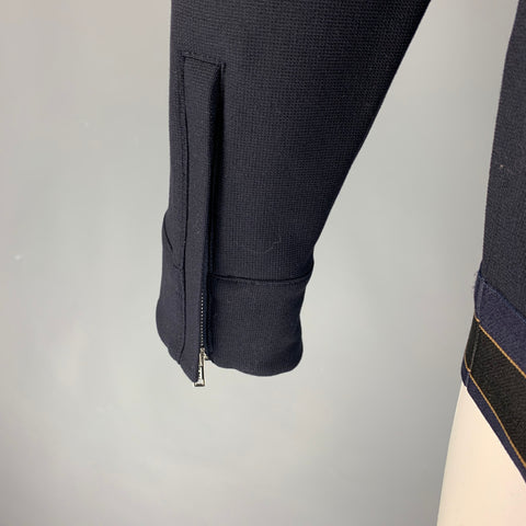3.1 PHILLIP LIM Taille S Pull à col rond en mélange de polyester à points contrastés bleu marine