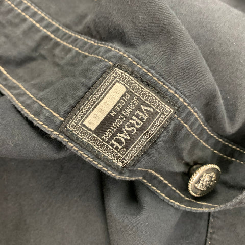 Vintage VERSACE JEANS COUTURE Size M Black Contrast Stitch Cotton Long Sleeve Shirt