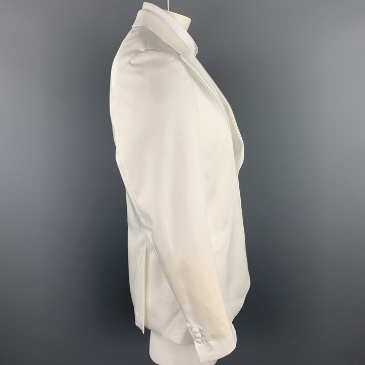 NEIL BARRETT Taille 42 Manteau de sport à revers en mélange de Tencel blanc