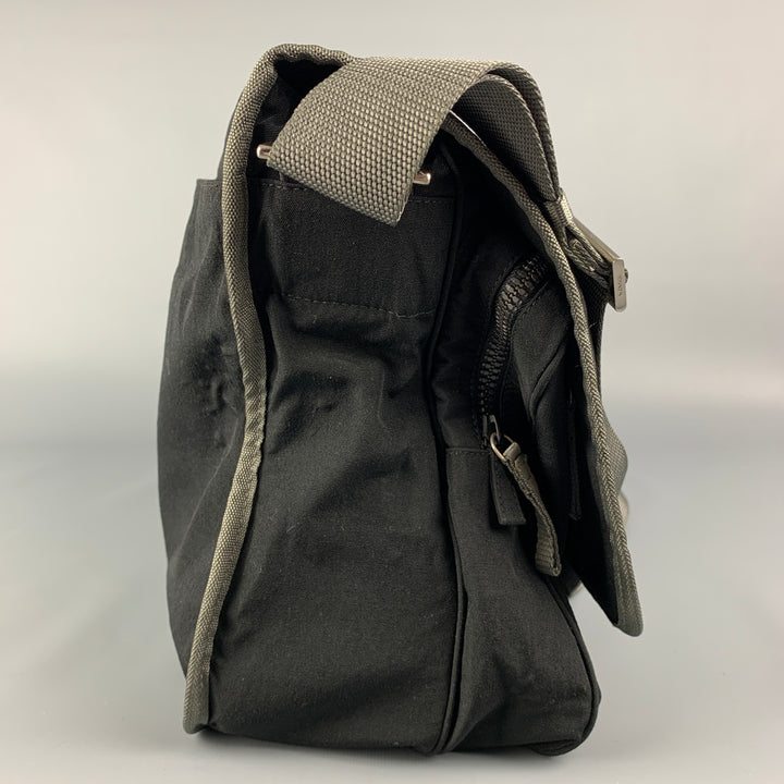 PRADA Black & Grey Polyamide Tessuto Messenger Bag