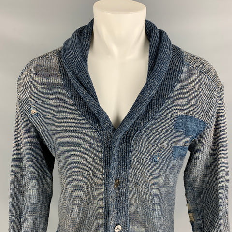 KAPITAL Size M Indigo Knitted Cotton Shawl Collar Jacket