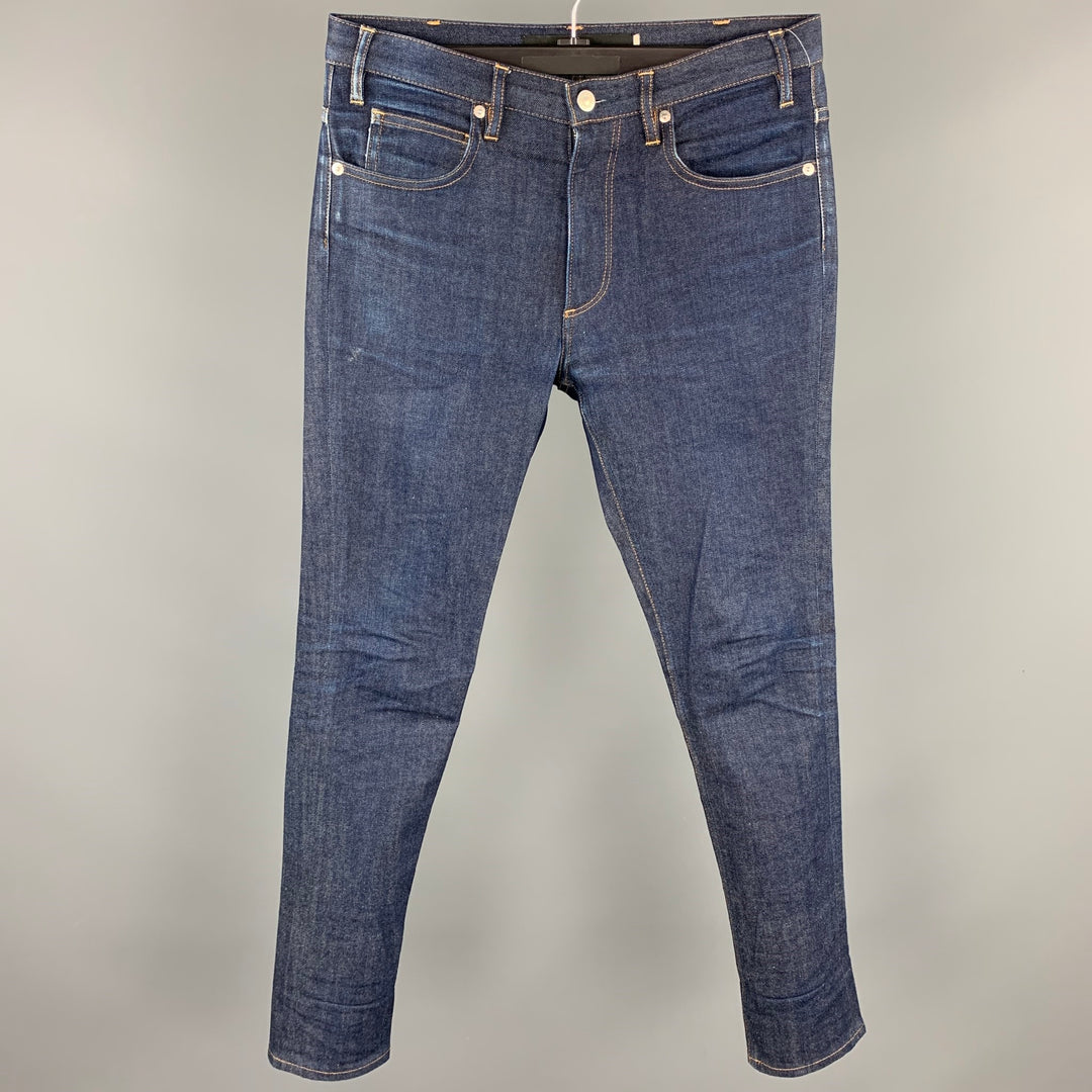 UNITED ARROWS Size 30 Indigo Contrast Stitch Denim Zip Fly Jeans