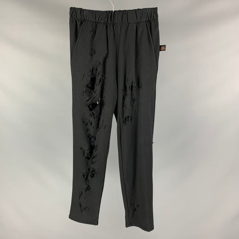 LIBERAL YOUTH MINISTRY Size M Black Distressed Cotton Sweatpants Casual Pants