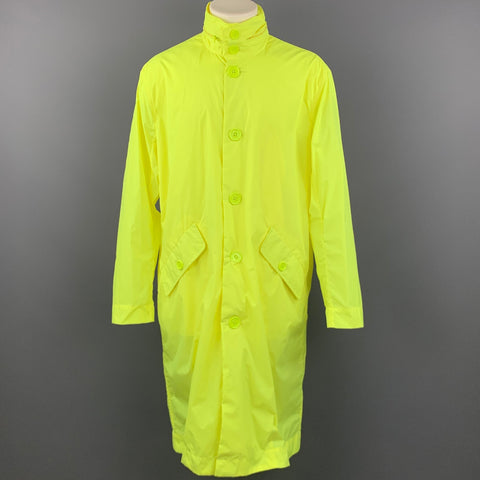 OPENING CEREMONY Size M Neon Yellow Logo Nylon Hooded Raincoat
