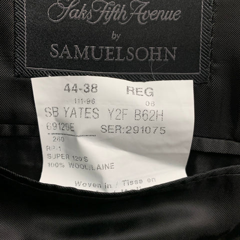 SAKS FIFTH AVENUE by Samuelsohn Size 44 Regular Black Wool Notch Lapel Suit