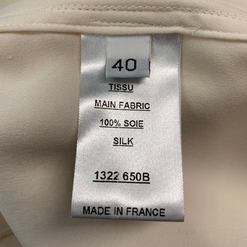 BALMAIN Top de vestido con botones ocultos de seda color crema talla 8