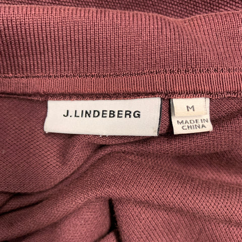 J.LINDEBERG Size M Burgundy Logo Cotton Polo