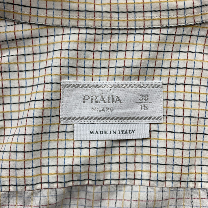 PRADA Size S Yellow Window Pane Cotton Button Up Long Sleeve Shirt