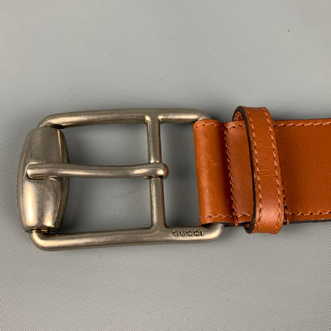 GUCCI Size 38 Gold Brown Ribbon Belt