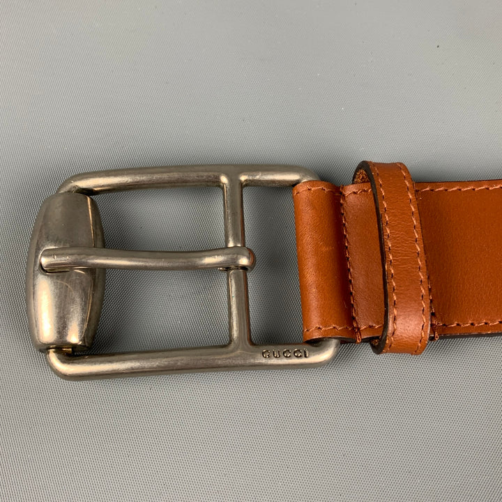 GUCCI Size 38 Gold Brown Ribbon Belt