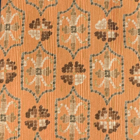 ERMENEGILDO ZEGNA Orange Beige Abstract Silk Tie