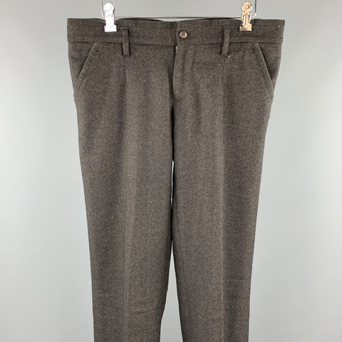 D&G by DOLCE & GABBANA Size 34 Brown Textured Lana Wool Casual Pants