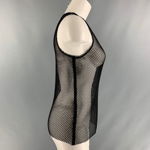 HELMUT LANG Camiseta sin mangas transparente de poliéster negra talla S
