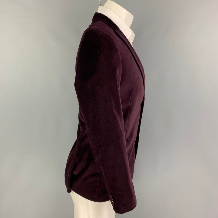MICHAEL KORS Size 36 Purple Velvet Cotton Sport Coat