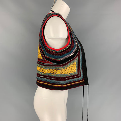 DRIES VAN NOTEN Size M Multi-Color Cotton Embroidered Cropped Vest