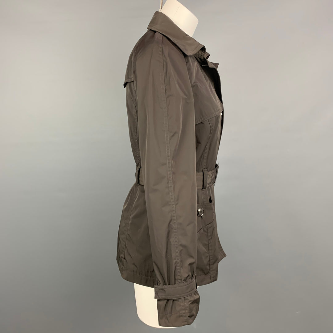 TALBOTS Size S Brown Polyester Belted Trench Coat