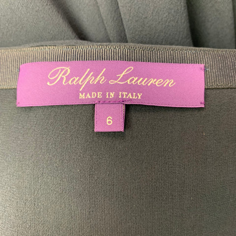 RALPH LAUREN Size 6 Navy Silk Solid Slits Long Skirt