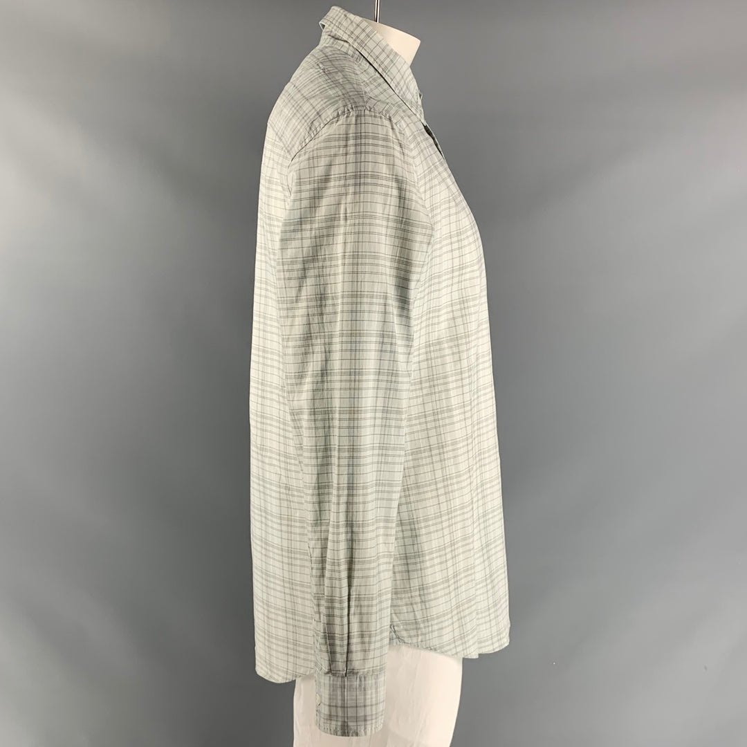 JOHN VARVATOS Size L Grey Plaid Cotton Button Down Long Sleeve Shirt