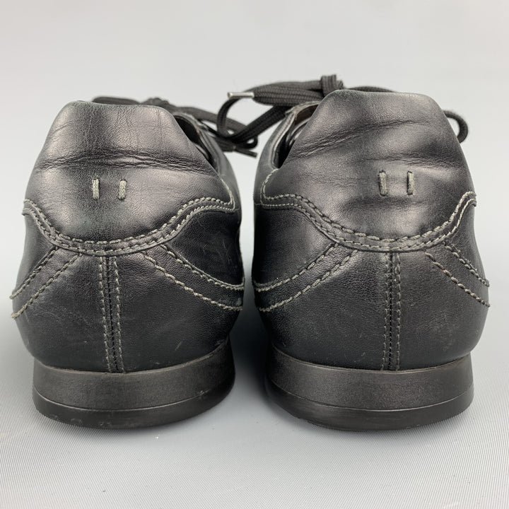 LOUIS VUITTON Size 9 Black Leather Lace Up Sneakers