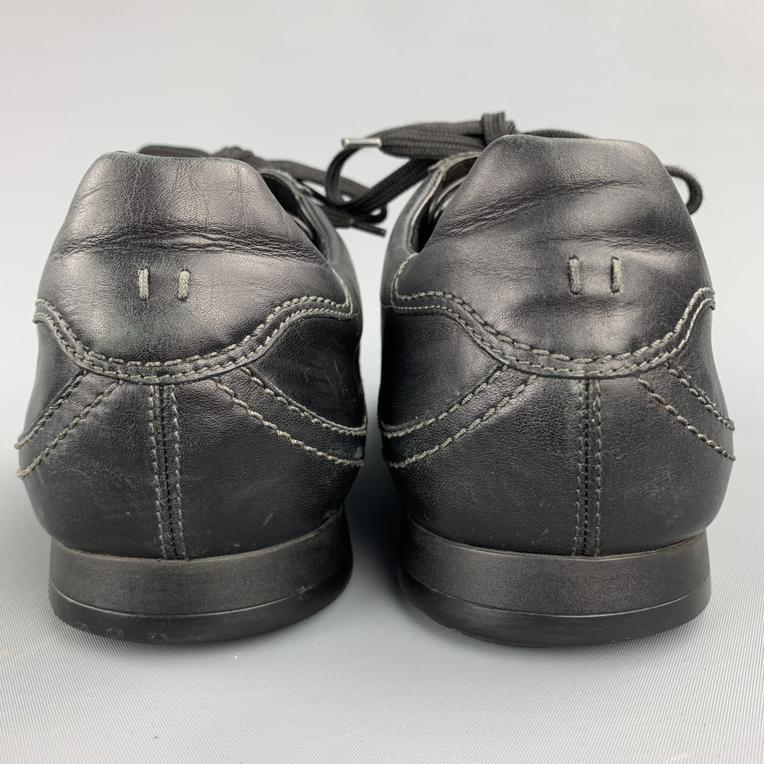 LOUIS VUITTON Talla 9 Zapatillas de deporte con cordones de cuero negro