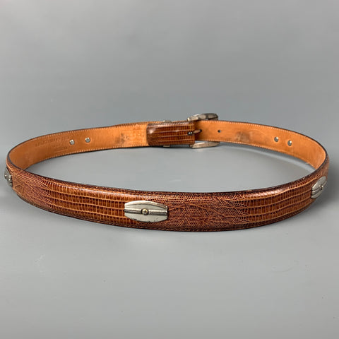 BILL ADLER DESIGN Taille 36 Ceinture en cuir gaufré marron