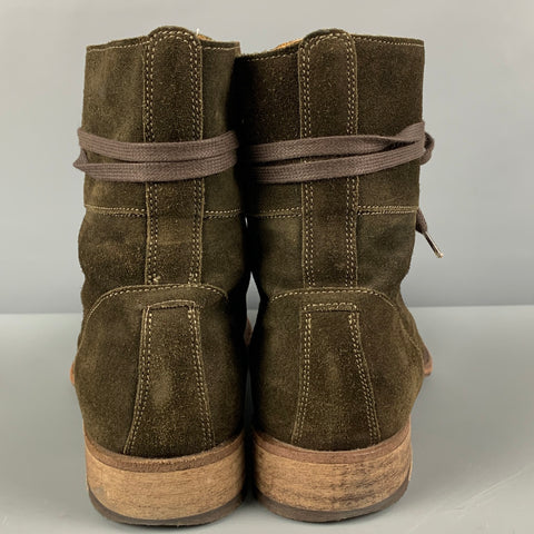JOHN VARVATOS Talla 9.5 Botas convertidas en pantorrilla de ante marrón