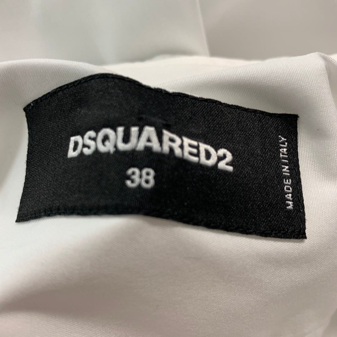 DSQUARED2 Size XXS White Solid Cotton Button Up Long Sleeve Shirt