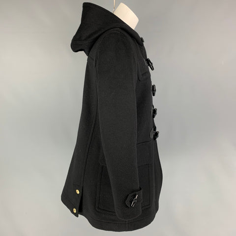 BURBERRY BRIT Size 8 Black Wool Hooded Coat