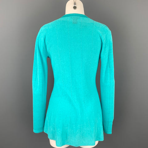 DONCASTER SIGNATURE Size XS Turquoise Linen Blend Cardigan 2 Piece Set