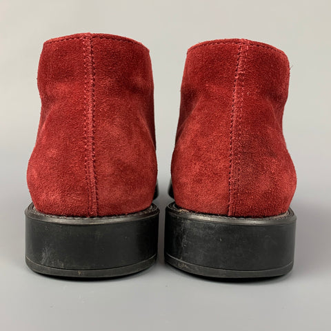 TOD'S Size 6 Burgundy Suede Ankle Lace Up Shoes