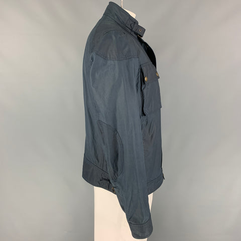 BELSTAFF Size 44 Blue Cotton Zip Up & Snaps Racemaster1981 Jacket