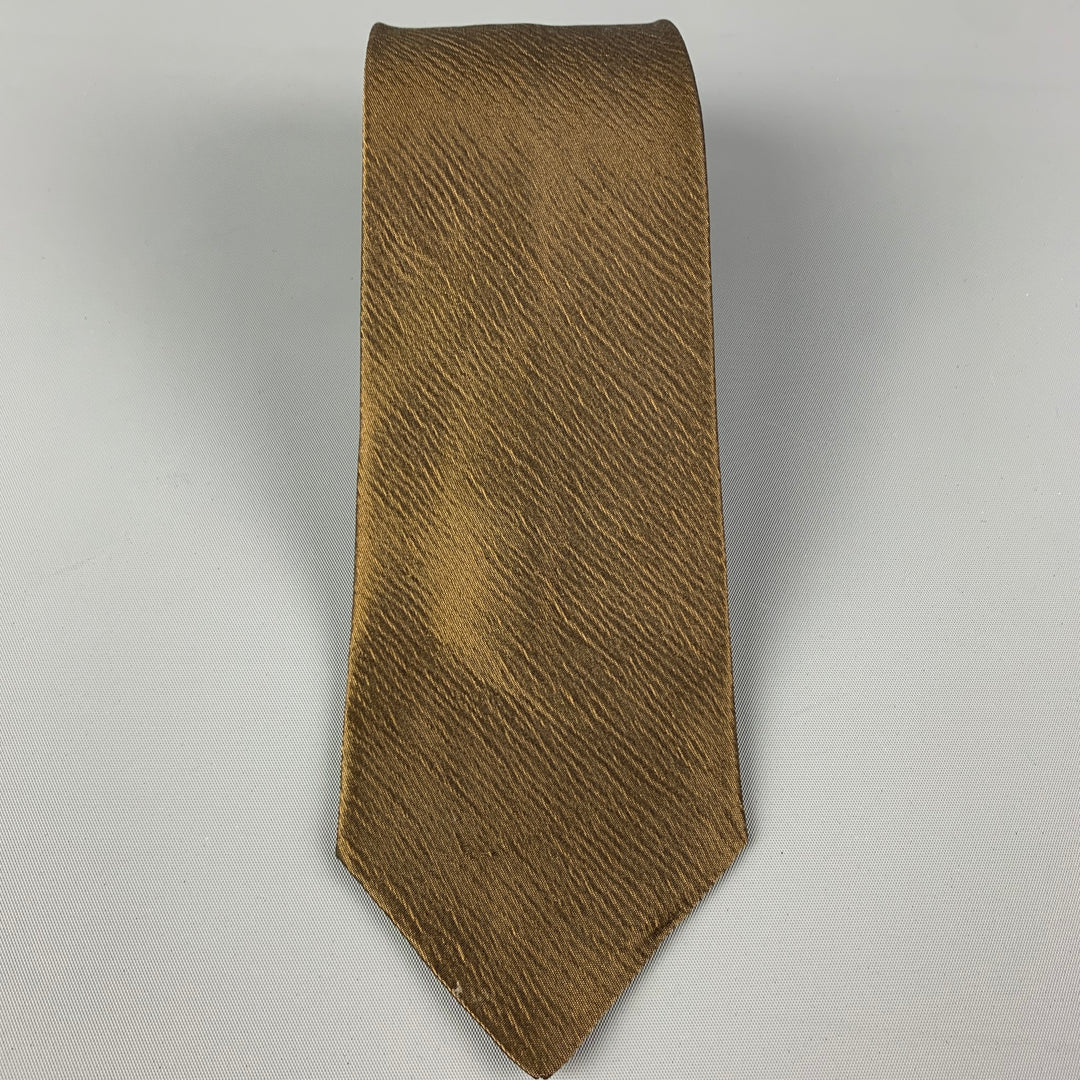 JIL SANDER Brown Textured Silk Viscose Tie